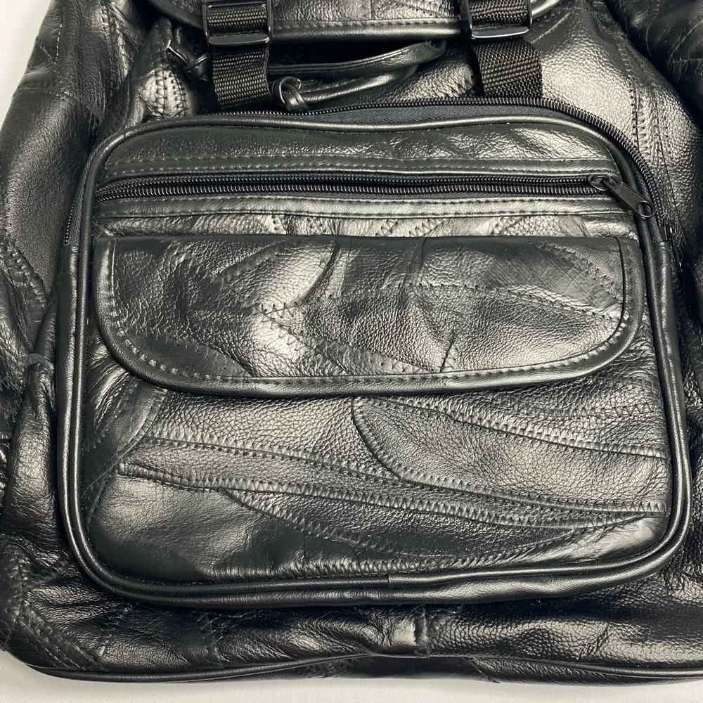 Black Faux Leather Backpack - Classic Everyday Carry